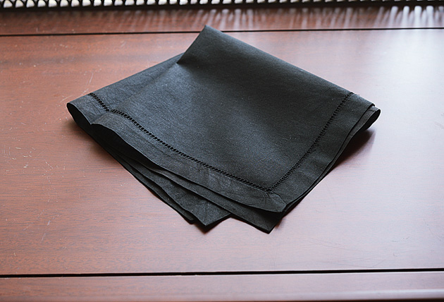 Hamstitch Handkerchief Black Colored.